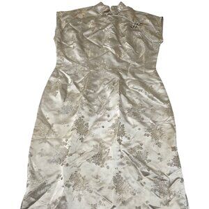 Lauhala Hawaii Vintage Qipao Cocktail Dress in Gold